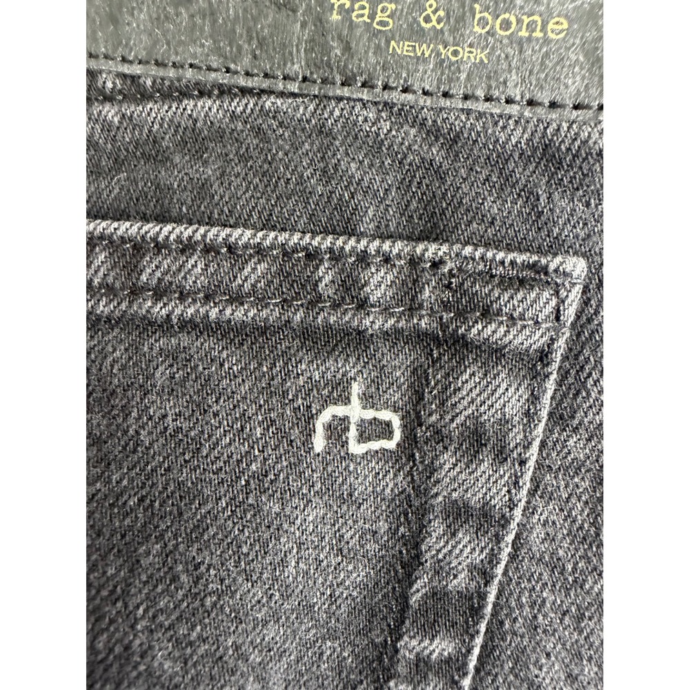 Rag & Bone Dre Low-Rise Slim Boyfriend Jeans Highland Black Raw Hem 29 - Picture 7 of 10